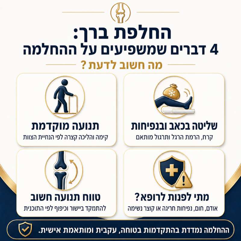 החלפת ברך 4 דברים שמשפיעים על ההחלמה